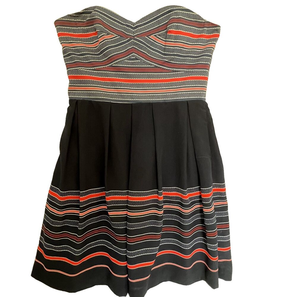 Anthropologie HUTCH Dress 2 Sweetheart Corset Strapless Pockets Navy Mini